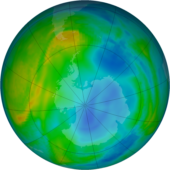 Antarctic ozone map for 08 June 1986